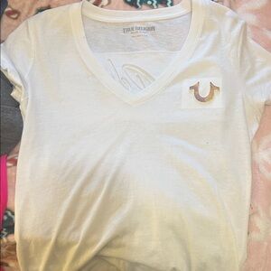 True Religion Kids White Tee with Gold Logo